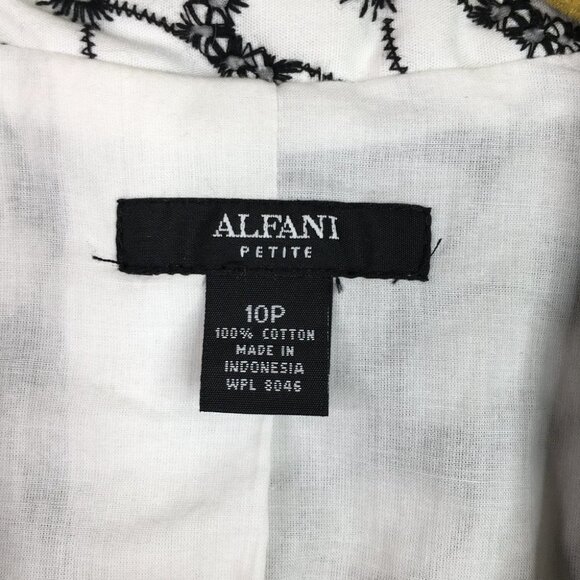 ALFANI 100% Cotton Black and White Jacket Blazer Size 10P - Picture 5 of 7